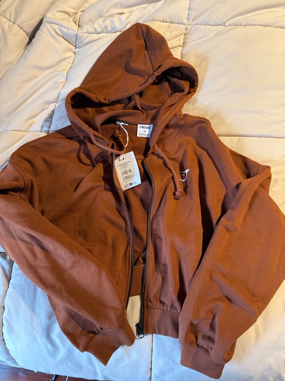 Gymshark Copper-Brown Full-Zip Hooded Sweatshirt